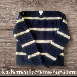 Navy and Cream Striped Sweater H&M XS